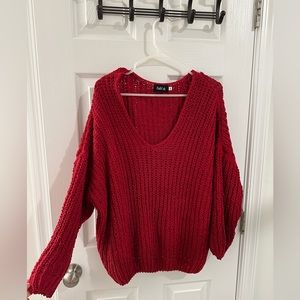 M/L Fab’rik Red corded bubble sweater